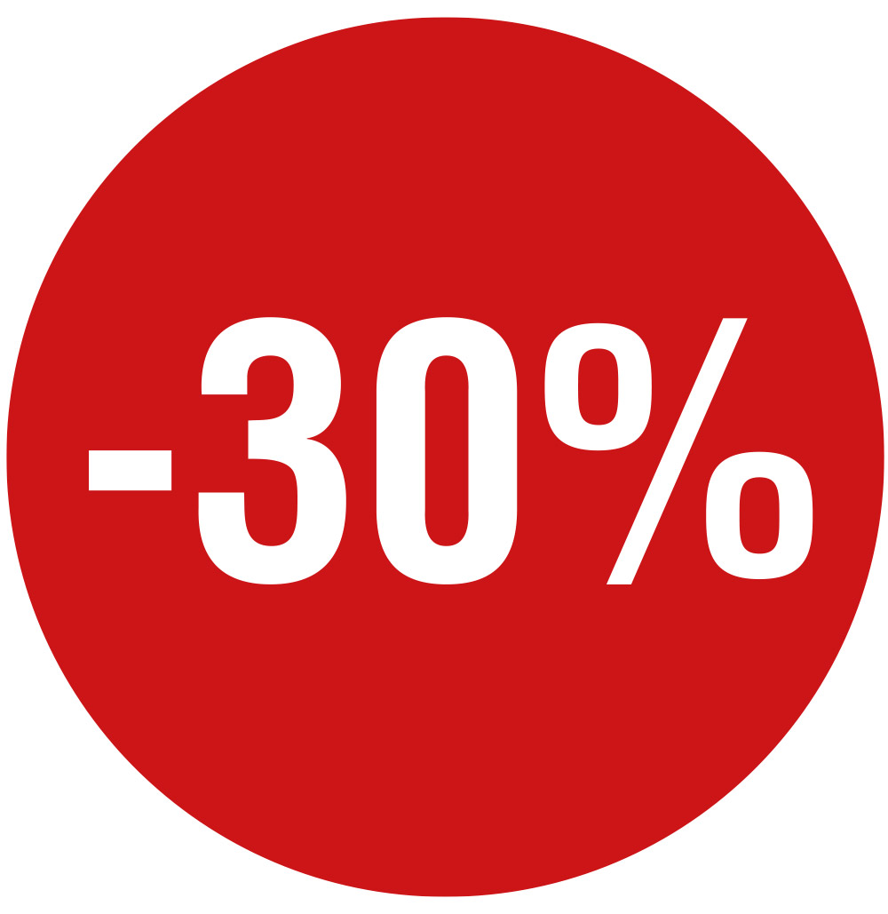 30% Rabatt Sale Aufkleber - Angebot - rot und rund - 20x20cm- vivimento-de 