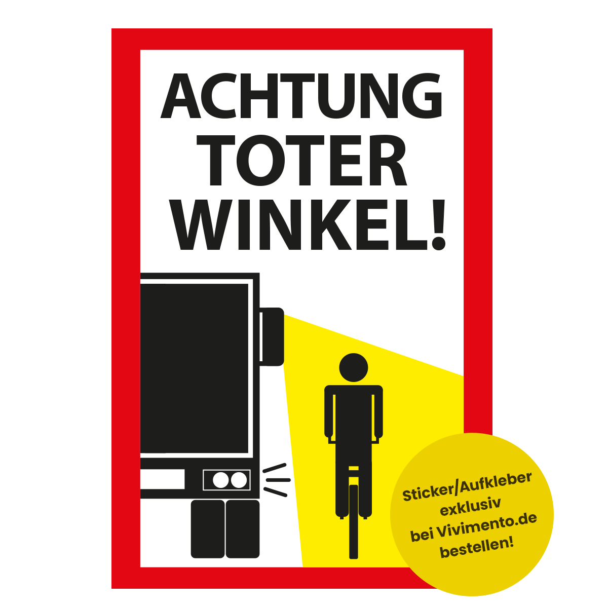 "Achtung toter Winkel"-Aufkleber, für LKW und andere große Fahrzeuge, 17 x 25cm